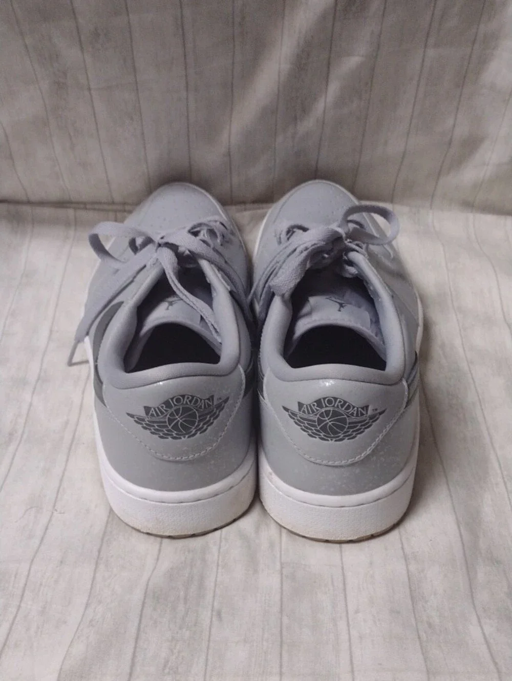 Nike Air Jordan 1 Low Men's Gray And White Golf Shoes (J1111)